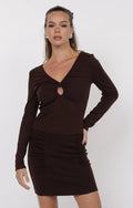 Sage the Label Pucker Up Knit Keyhole Ruched Top
