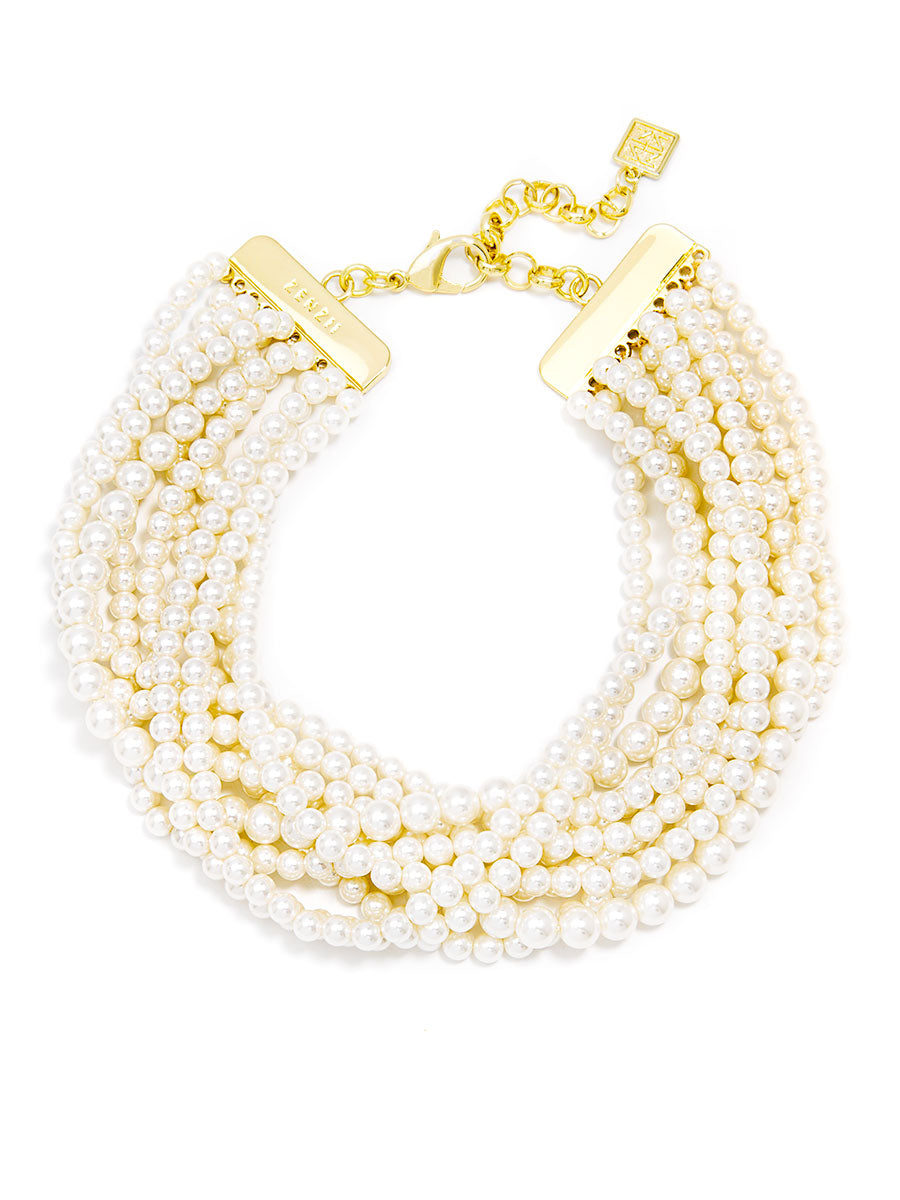 Zenzii 10 Strand Small Pearl Collar Necklace