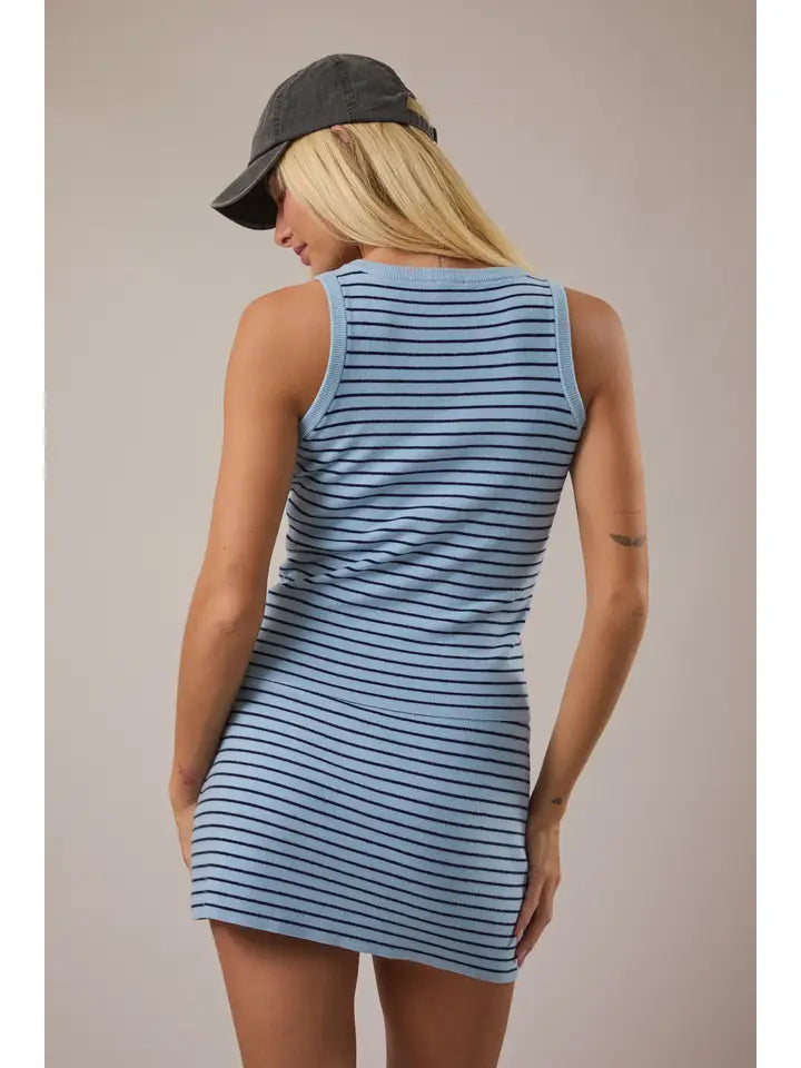 Sleeveless Round Neck Striped Sweater Tank