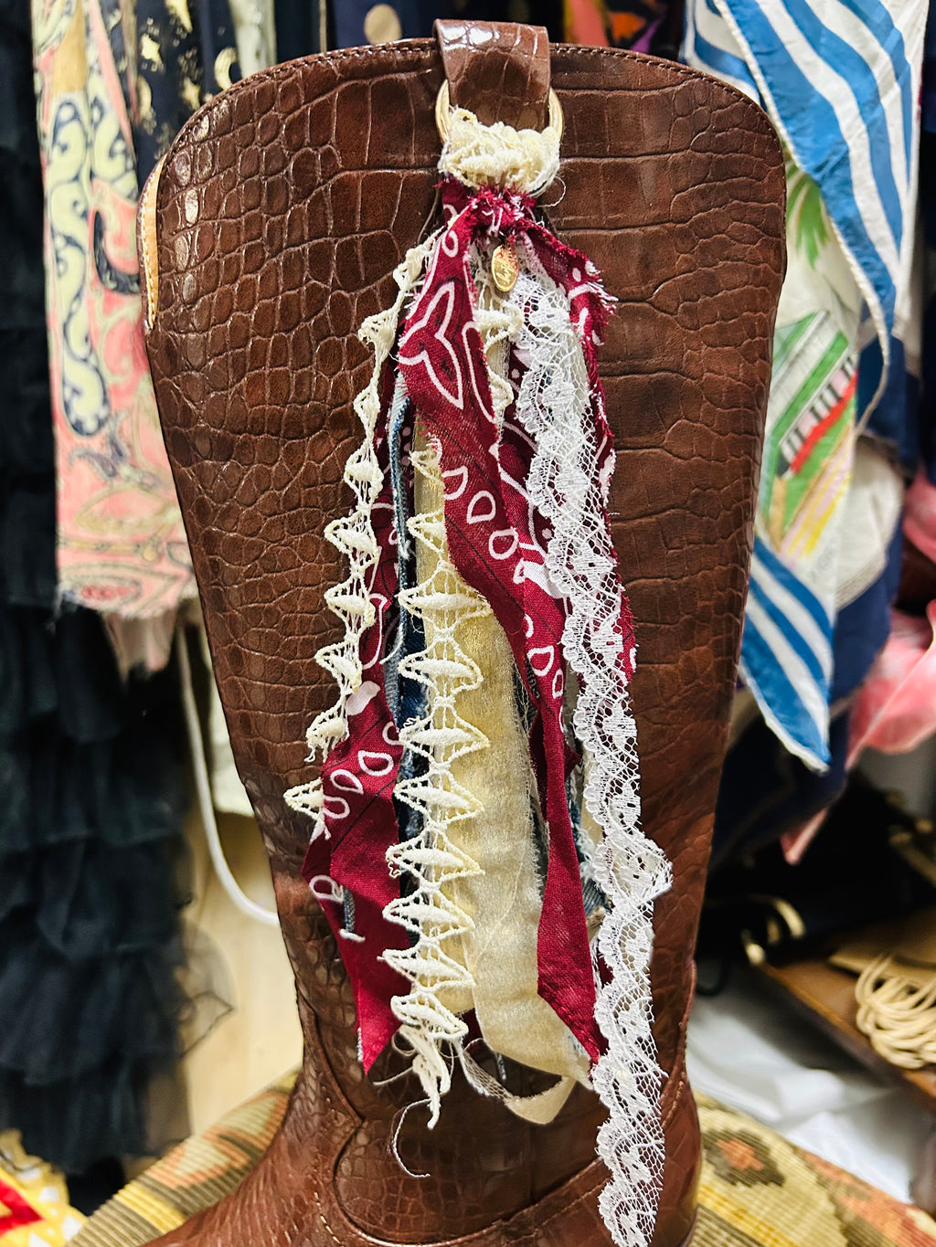 Handmade Bandana & Denim Bag/Boot Charm