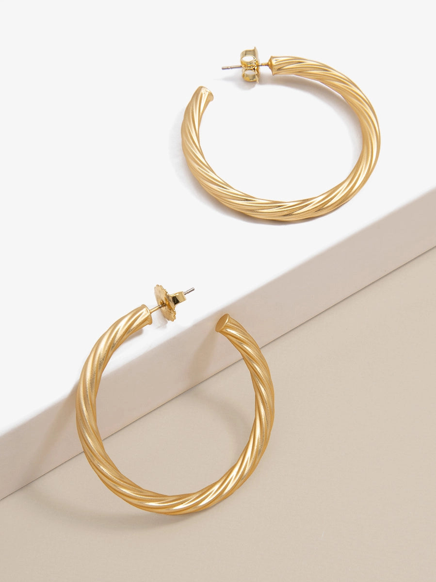 Zenzii Swirled Satin Finish Hoop Earring