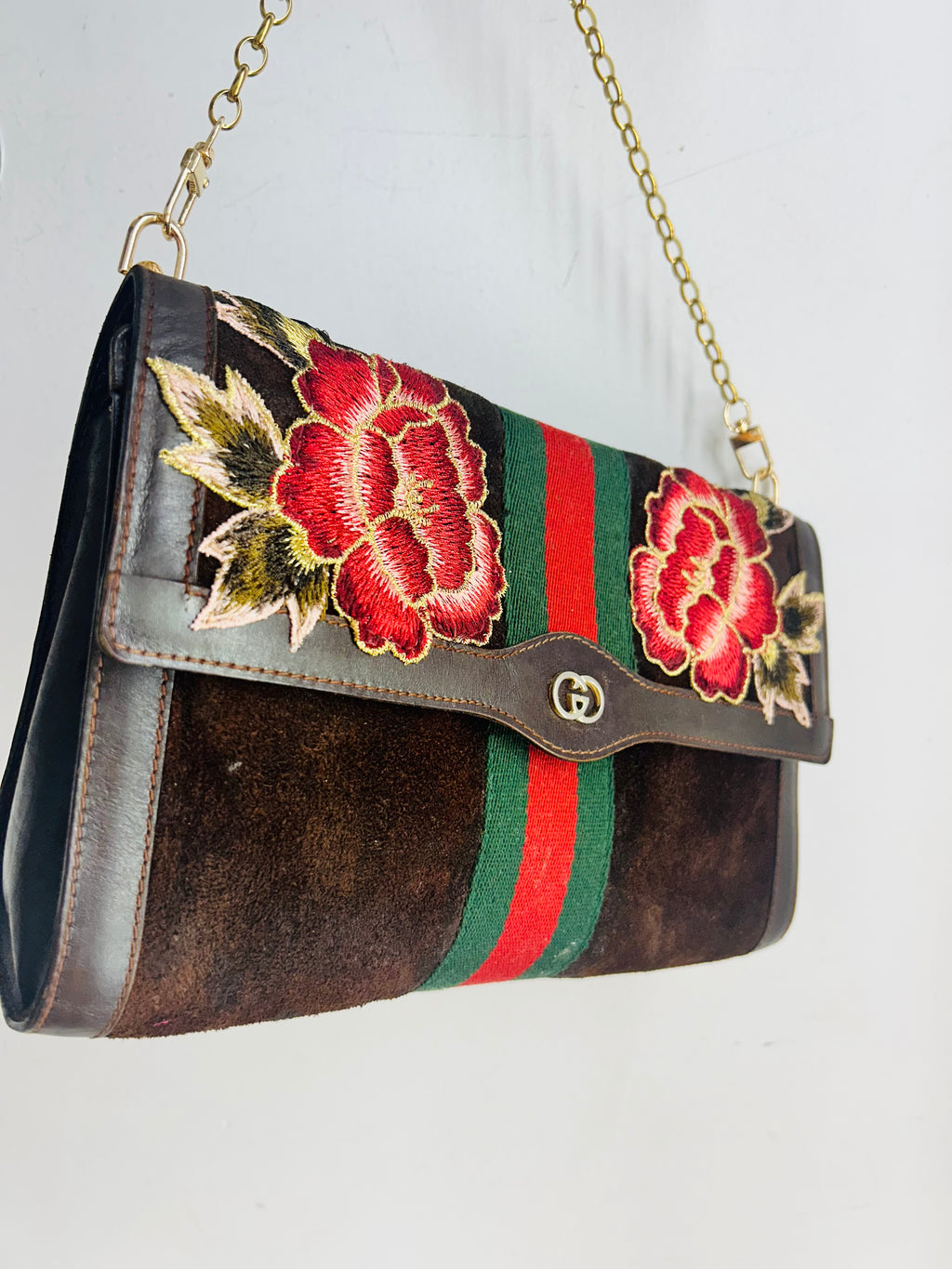 OOAK Vintage Suede Floral Gucci Parfums Clutch