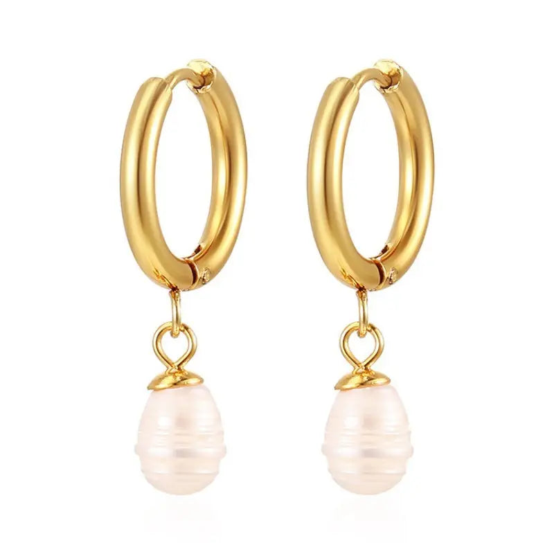18K Stainless Steel Tarnish Free Pearl Earrings