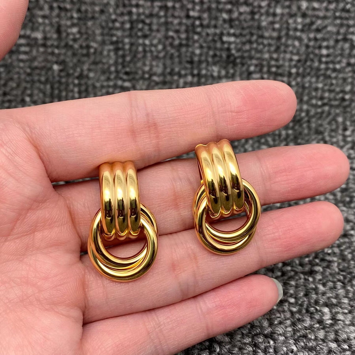 18K Gold Plated Stainless Steel Geometric Post Earrings