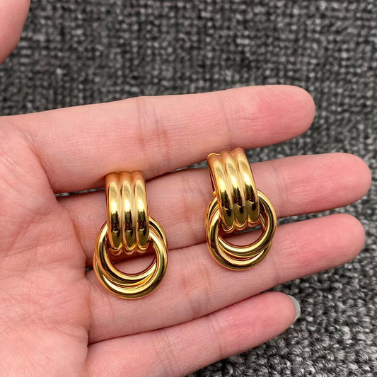 18K Gold Plated Stainless Steel Geometric Post Earrings
