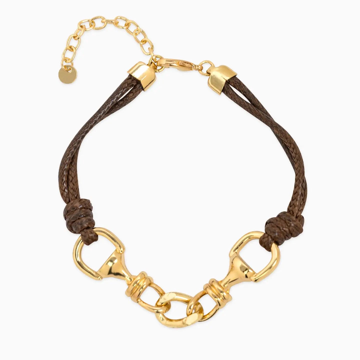 Double Horsebit Linked Cord Bracelet