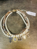 Handmade one of kind charm and pearl necklace 