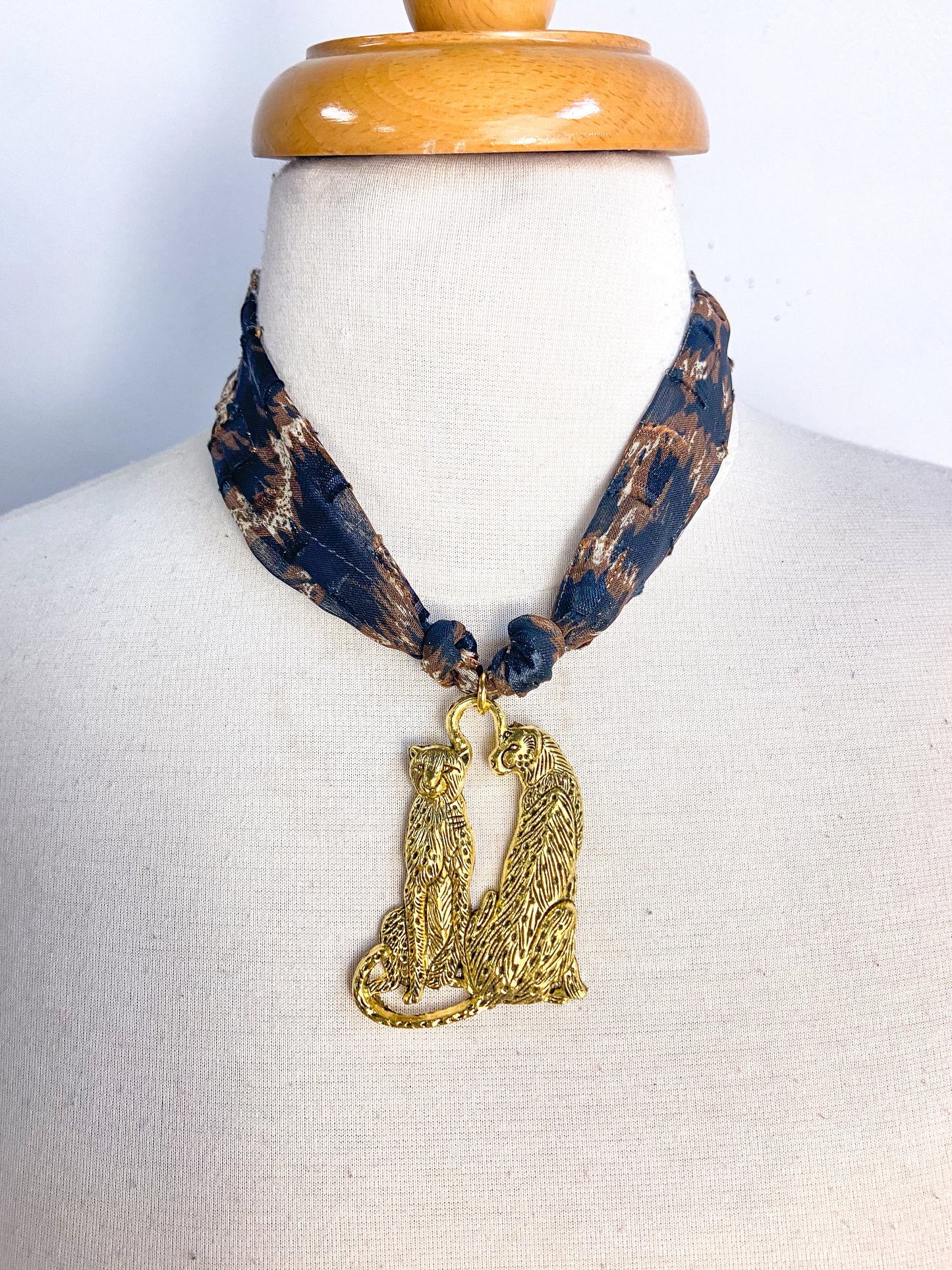 OOAK Leopard Vintage Scarf Necklace