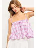 Ruffle Edge Tie Front Cami Top