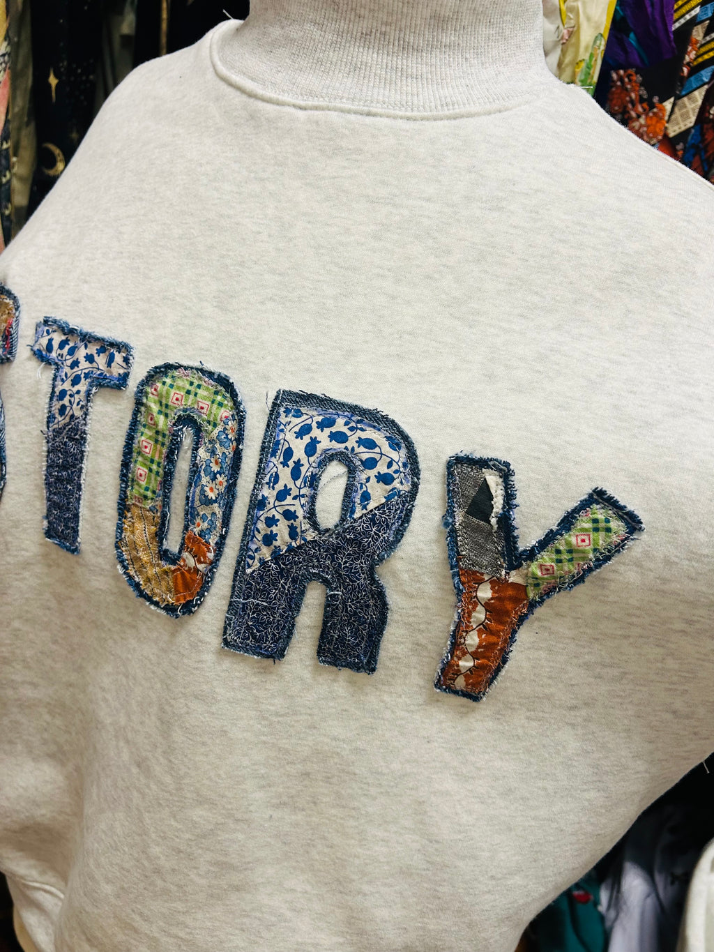 OOAK Patchwork Story Sweatshirt