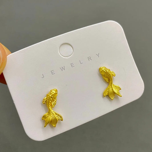 14K Gold Plated Goldfish Ear Studs