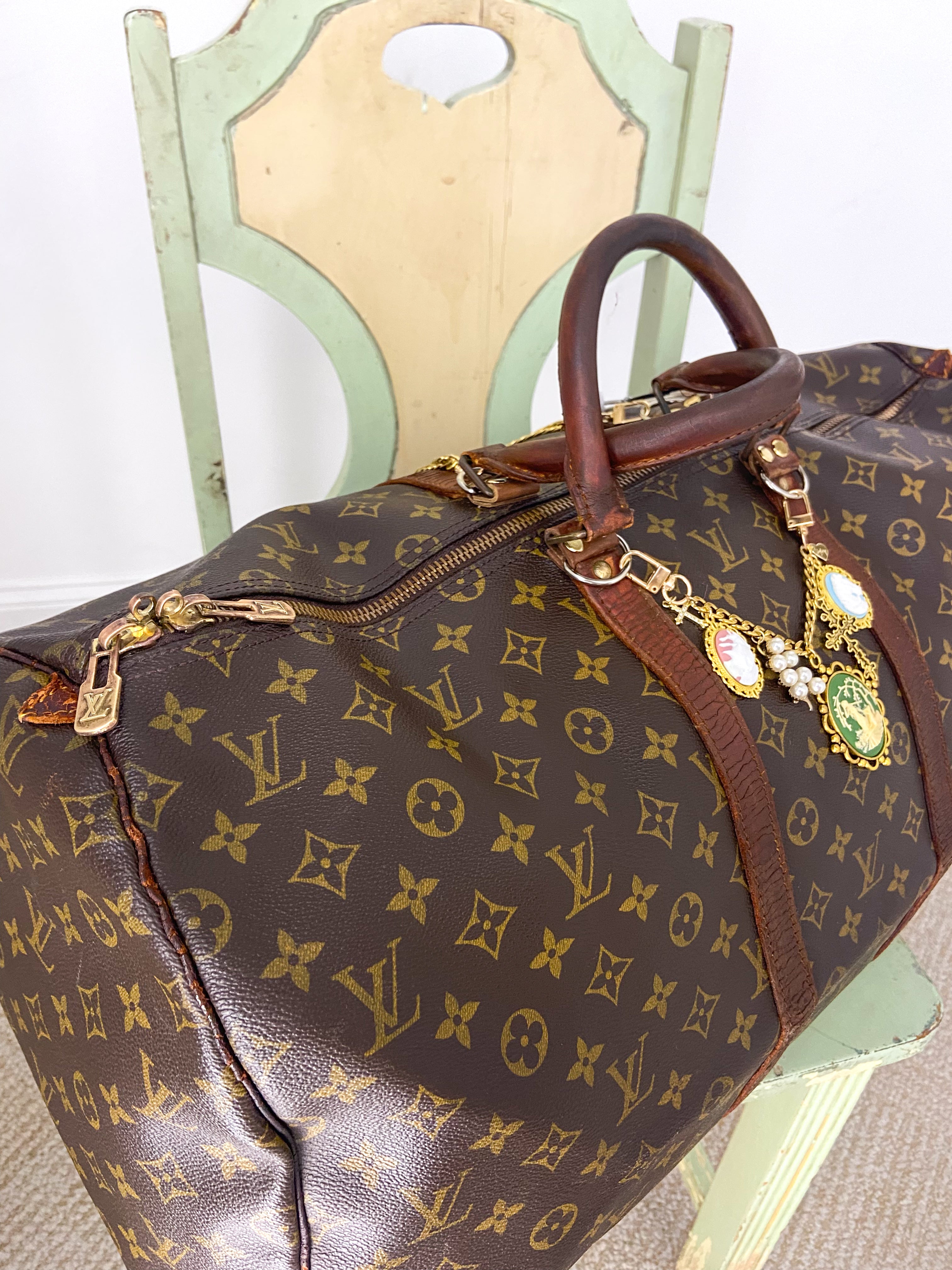 OOAK VINTAGE LV UPCYLED LARGE DUFFLE BAG