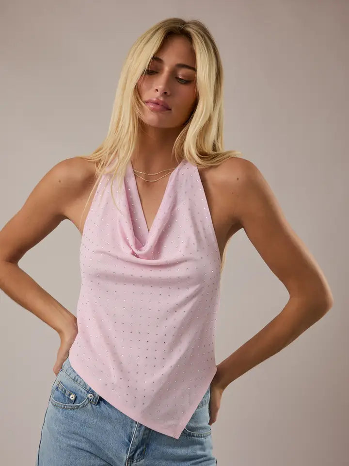 Mesh Top with Rhinestones