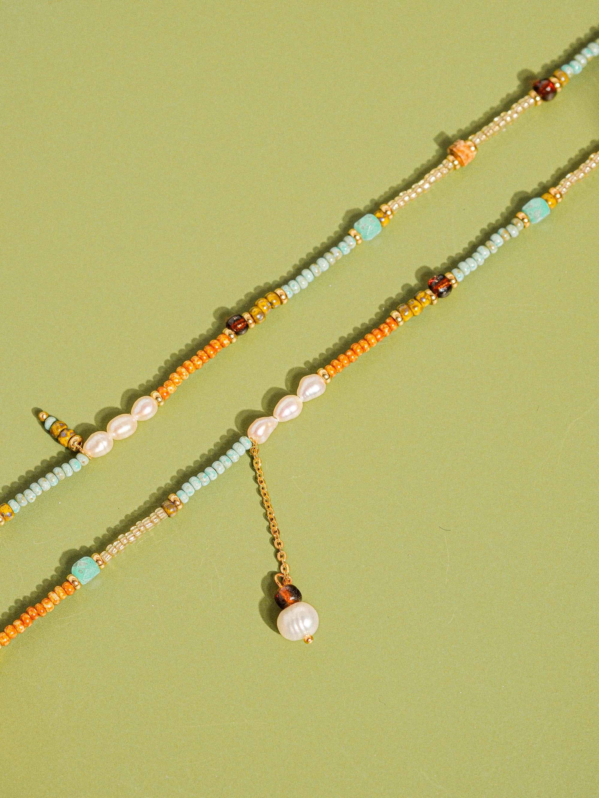 18K Gold Handmade Bohemian Beaded Stack Necklace Sapphira
