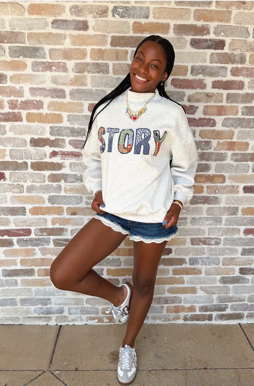 OOAK Patchwork Story Sweatshirt