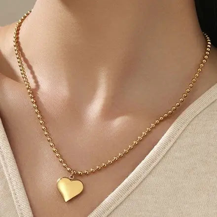 18K Stainless Steel Tarnish Free Heart Necklace