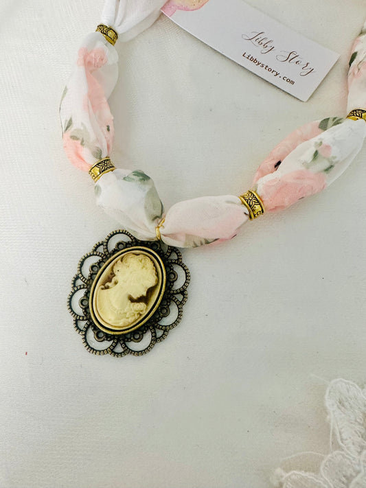 OOAK Vintage Handmade Risen Cameo Pendant Necklace