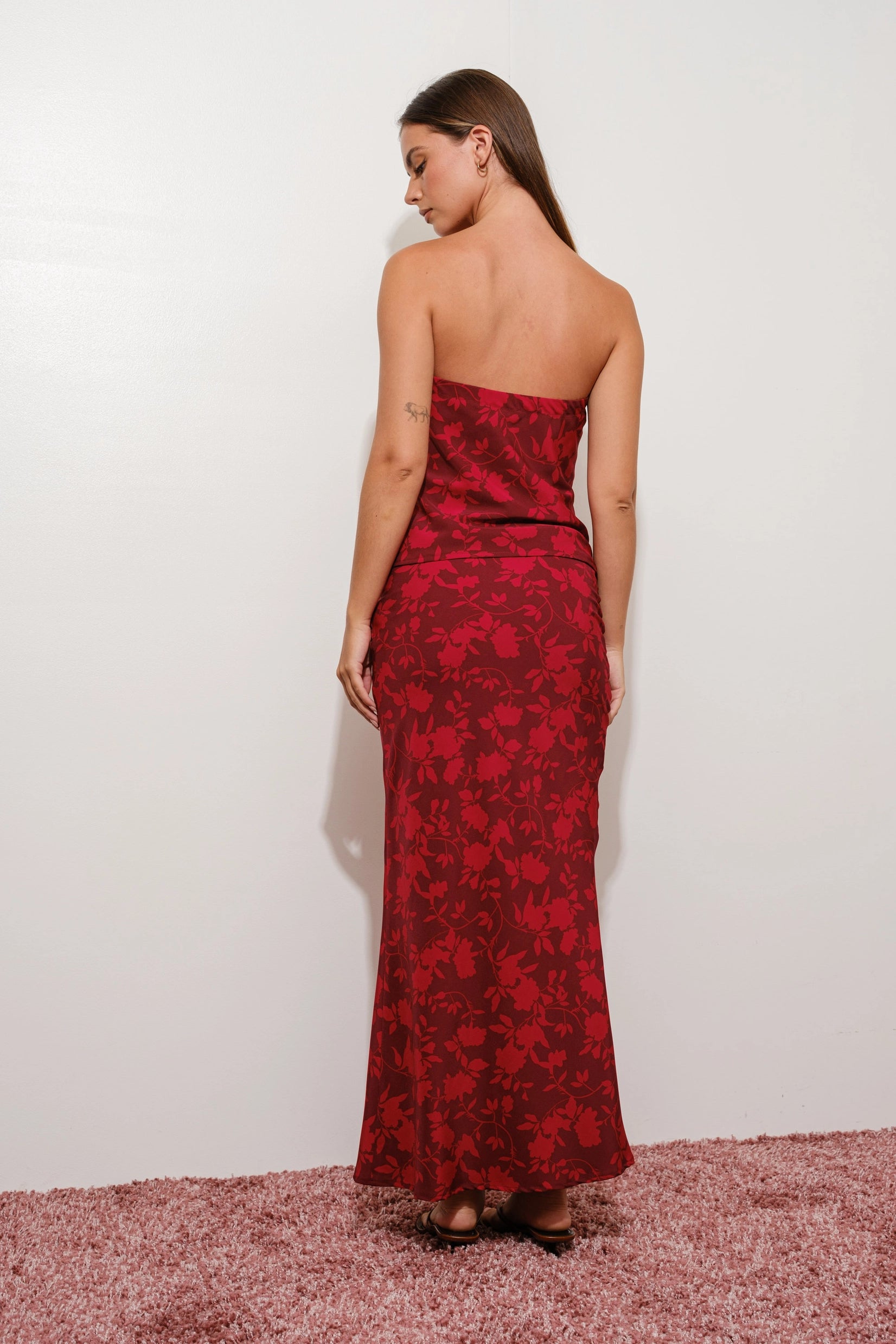 Floral Print Strapless Top