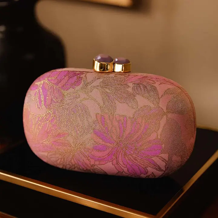 Floral Embroidered Evening Clutch Bag Vintage