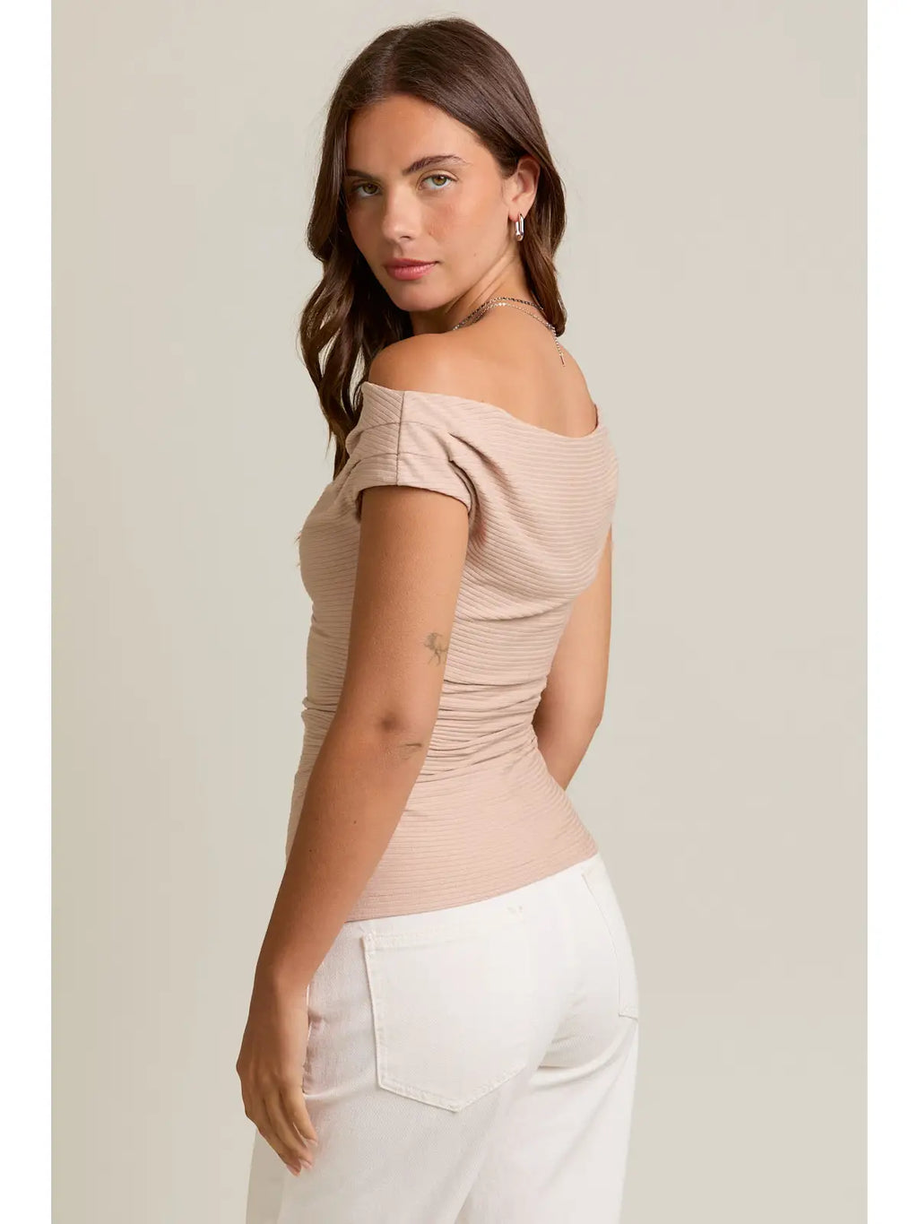 Off Shoulder Rib Knit Top