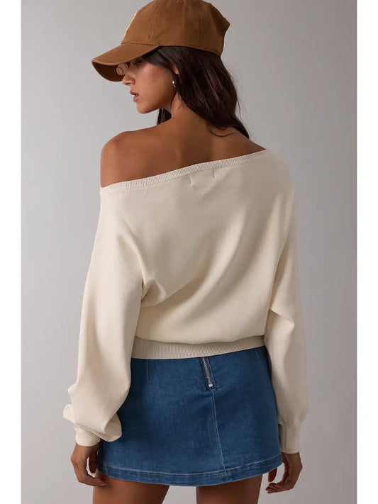 STM One Shoulder Solid Sweater with Waistband