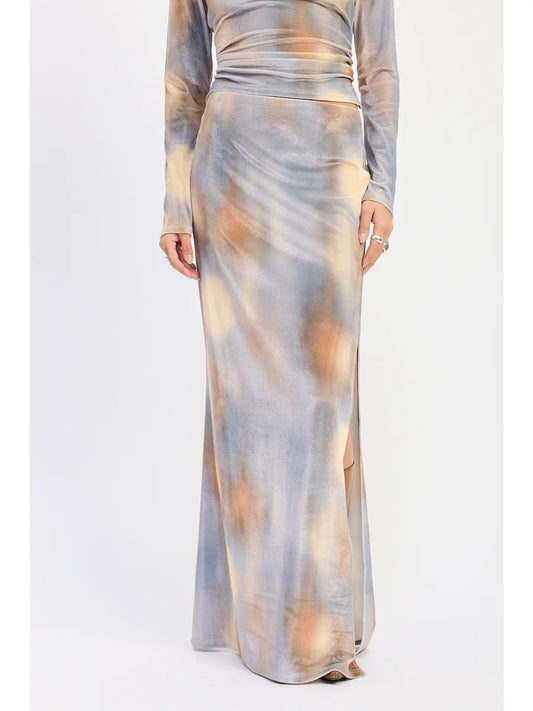 Low Rise Velvet Maxi Skirt with Slit