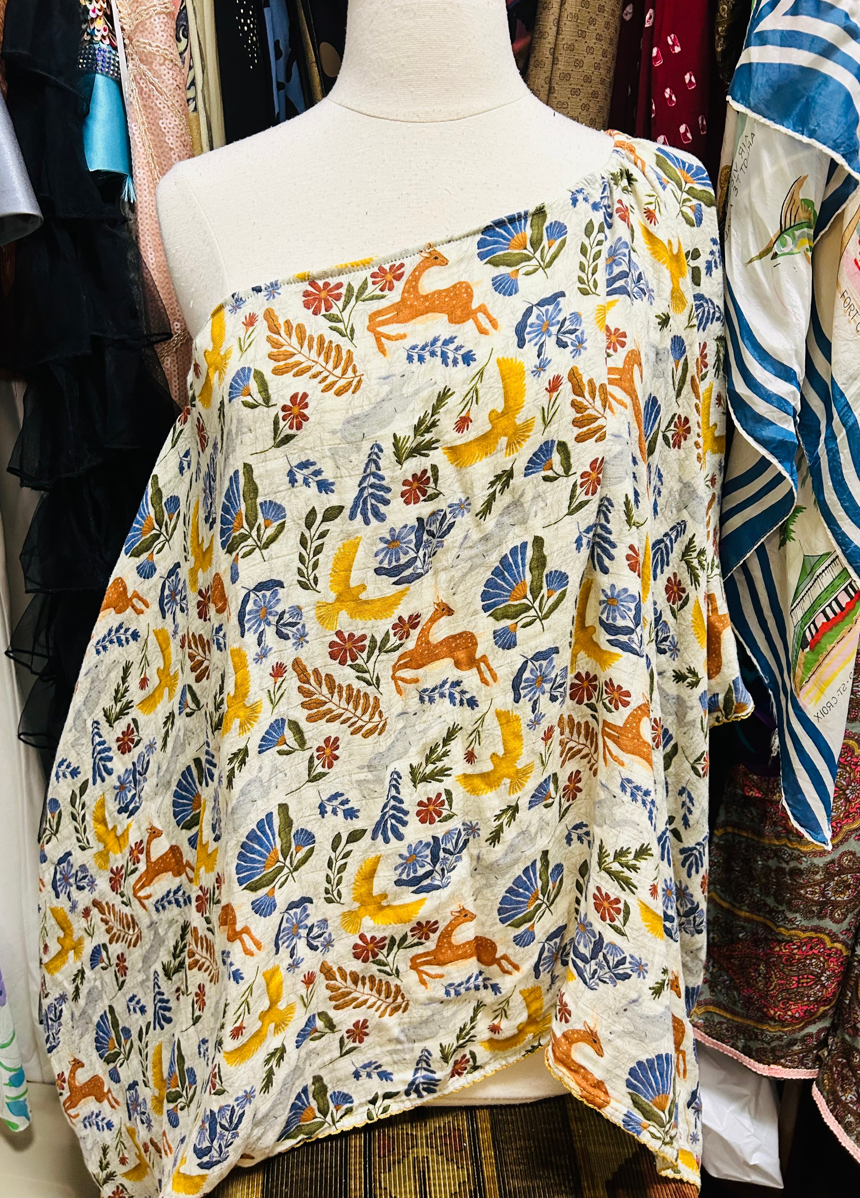 OOAK Bird Song Poncho or One Shoulder Top