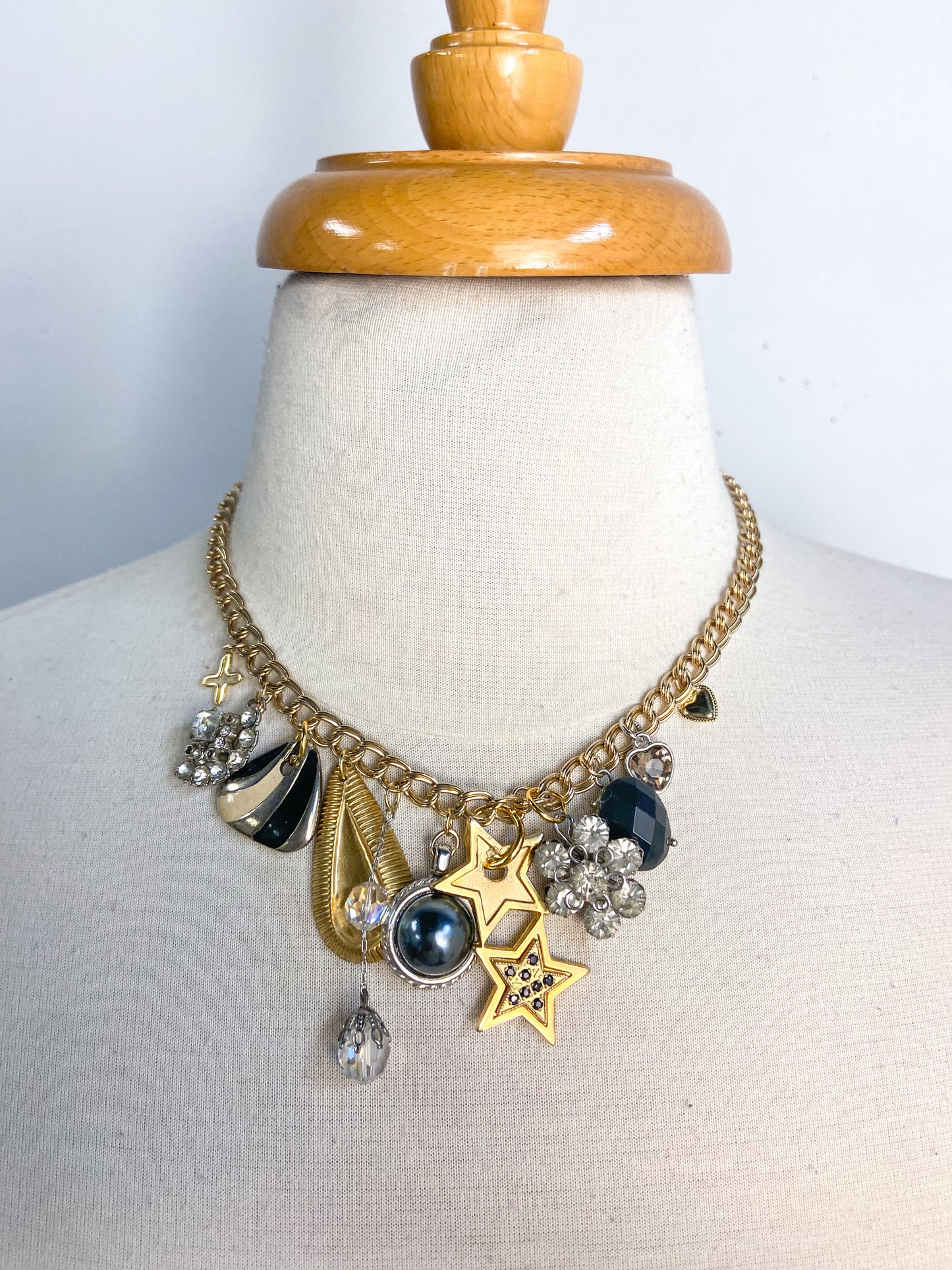 OOAK Vintage Silver and Gold Mix Charm Necklace