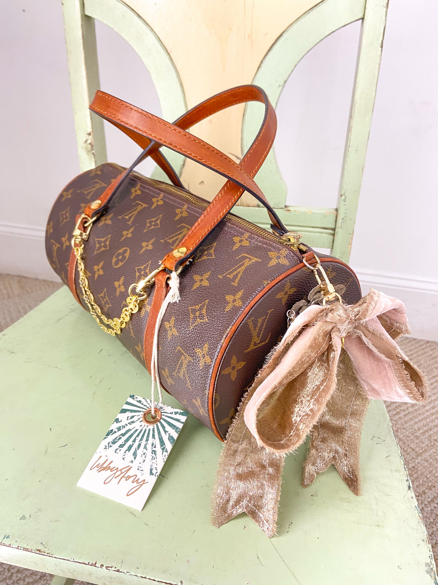 OOAK Authentic Vintage LV Papillon 30 Purse with Charms