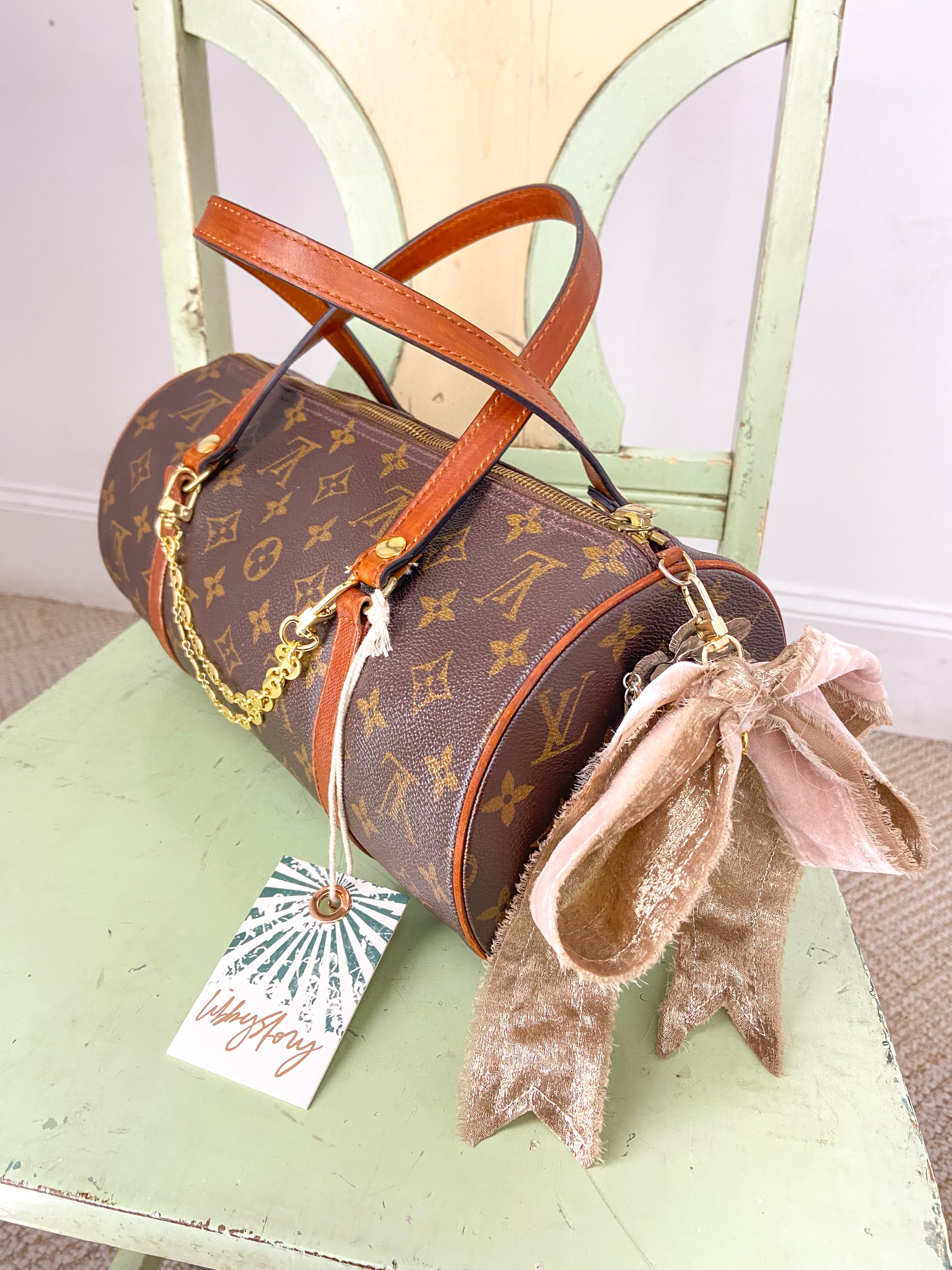OOAK Authentic Vintage LV Papillon 30 Purse with Charms