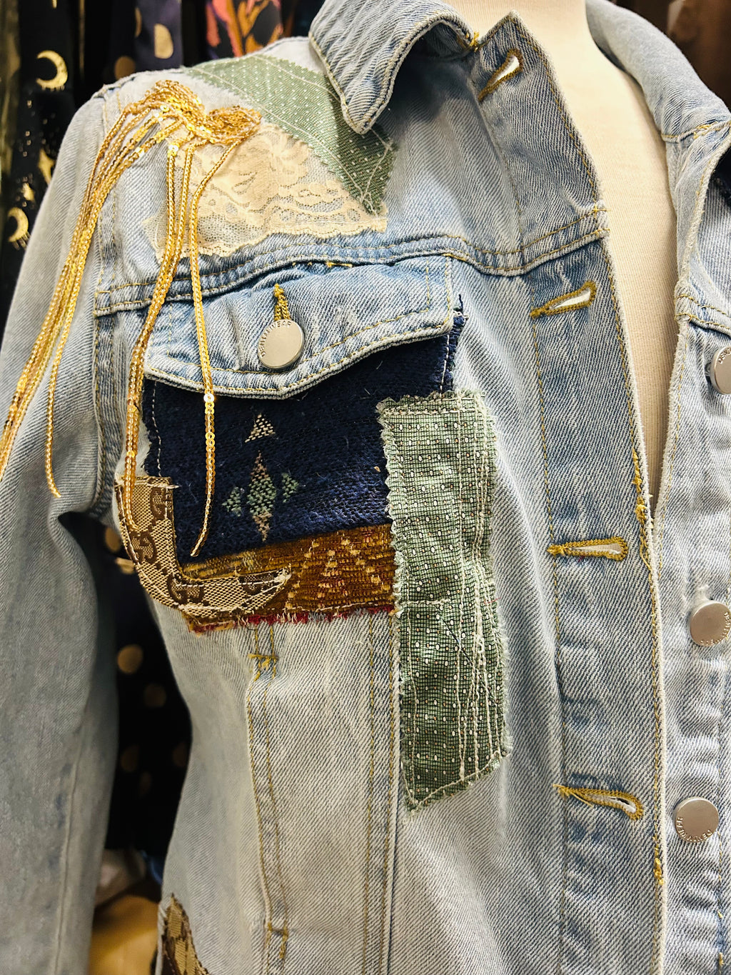 Libby Story “Gilded Starburst” One-of-a-Kind Denim Jacket