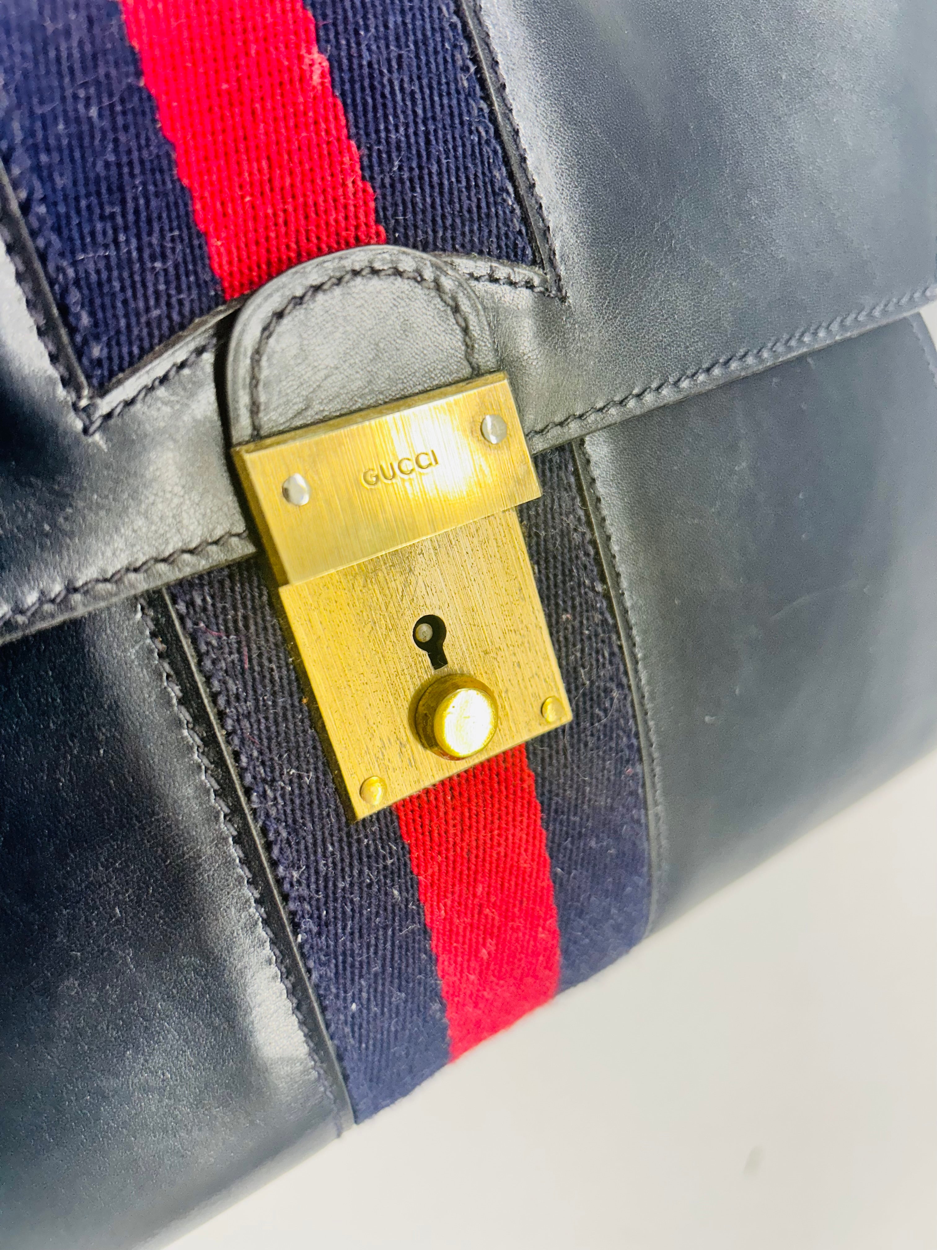 OOAK Navy/Red Vintage Gucci Clutch w/ Lock and Keys