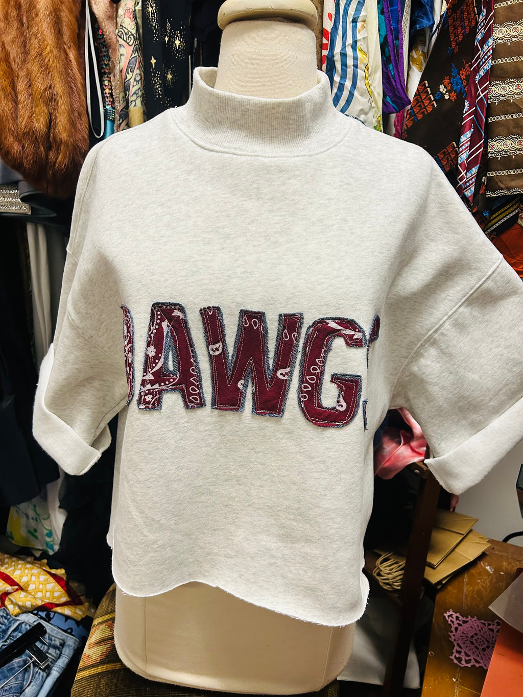 OOAK Dawgs Bandana Cropped Sweatshirt