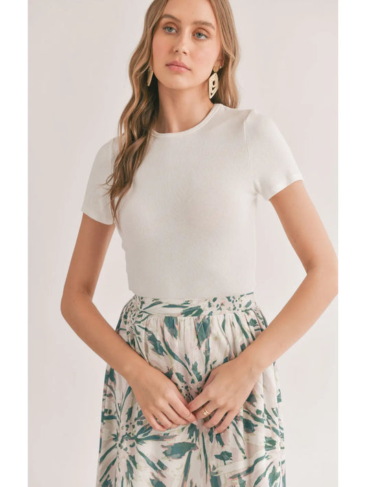 Sadie & Sage Marshmallow Fitted Crop Tee