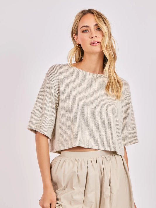 Sadie & Sage Arden Stripe Boxy Crop Tshirt