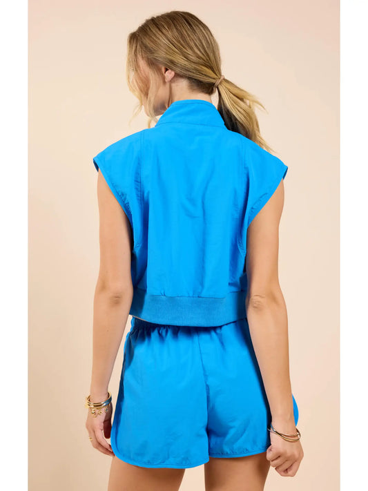 Sadie & Sage Crop Nylon Zip Up Vest