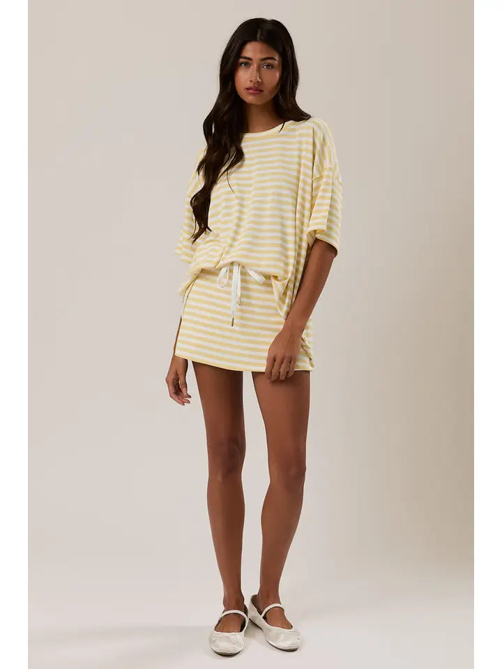 Short Sleeve Round Neck Oversized Stripe T-Shirt