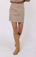 Sage the Label Kisses Faux Suede Seamed Mini Skirt