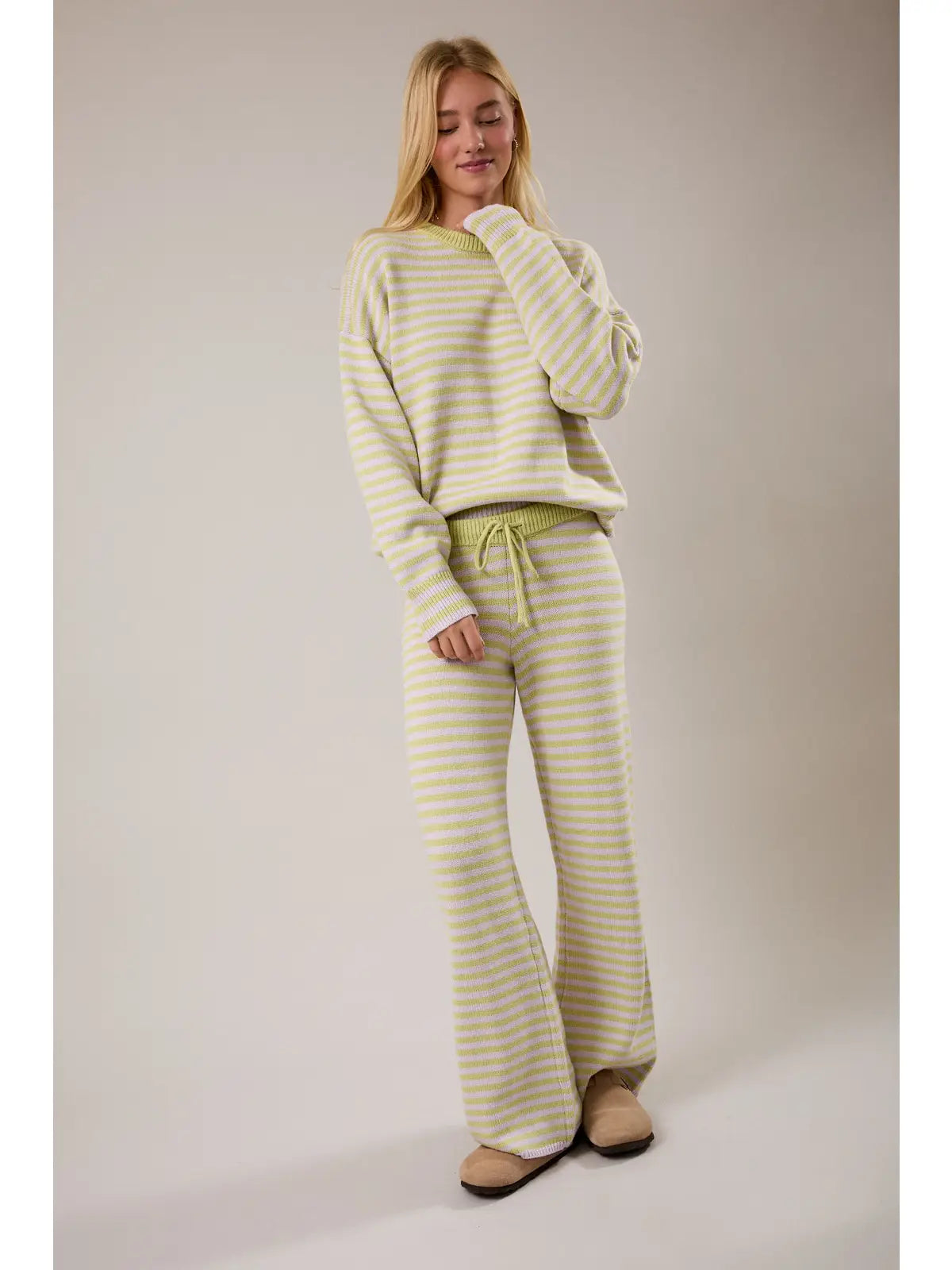 Crew Neck Stripe knit Sweater