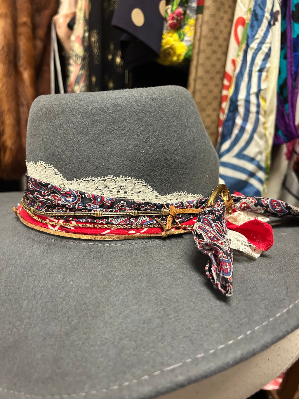 OOAK Vintage Dior Tie Wool Hat