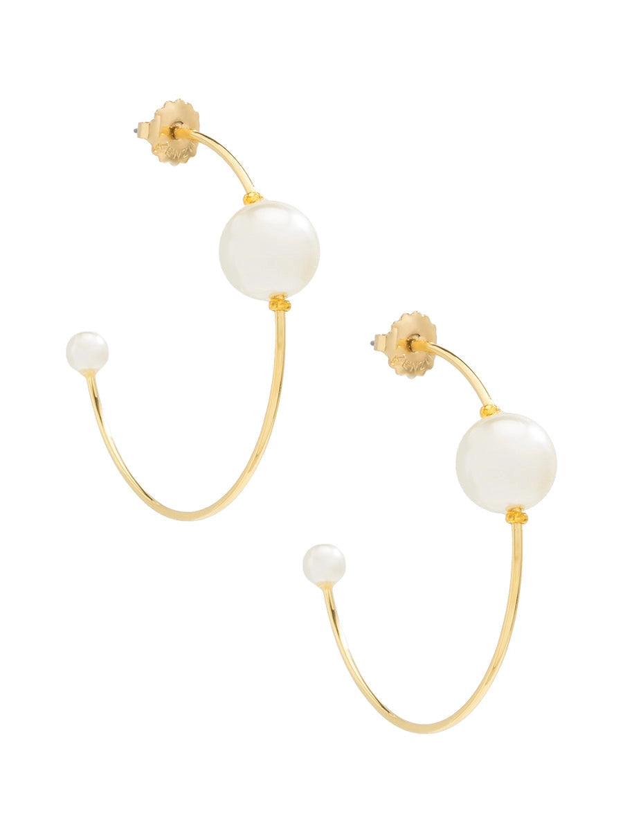 Zenzii Double Pearl Hoop Earring
