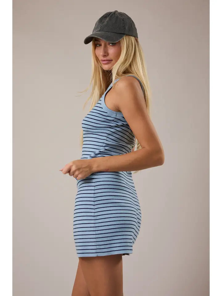 Sleeveless Round Neck Striped Sweater Tank
