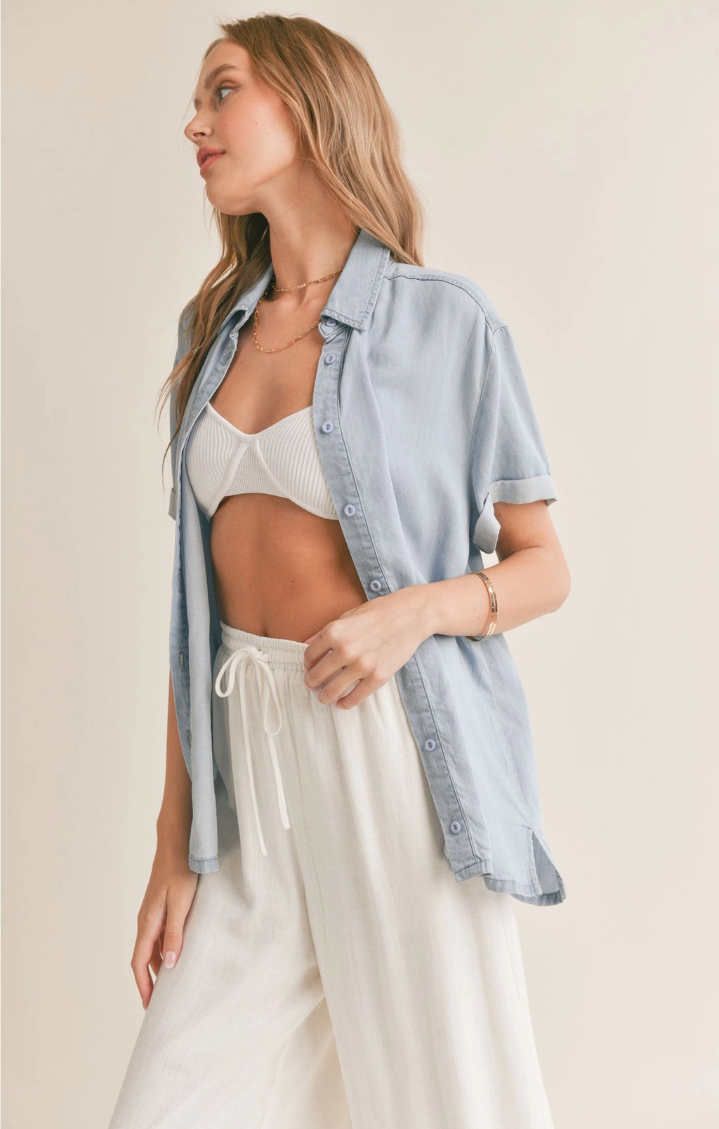 Sadie & Sage Soft Breeze Chambray Shirt