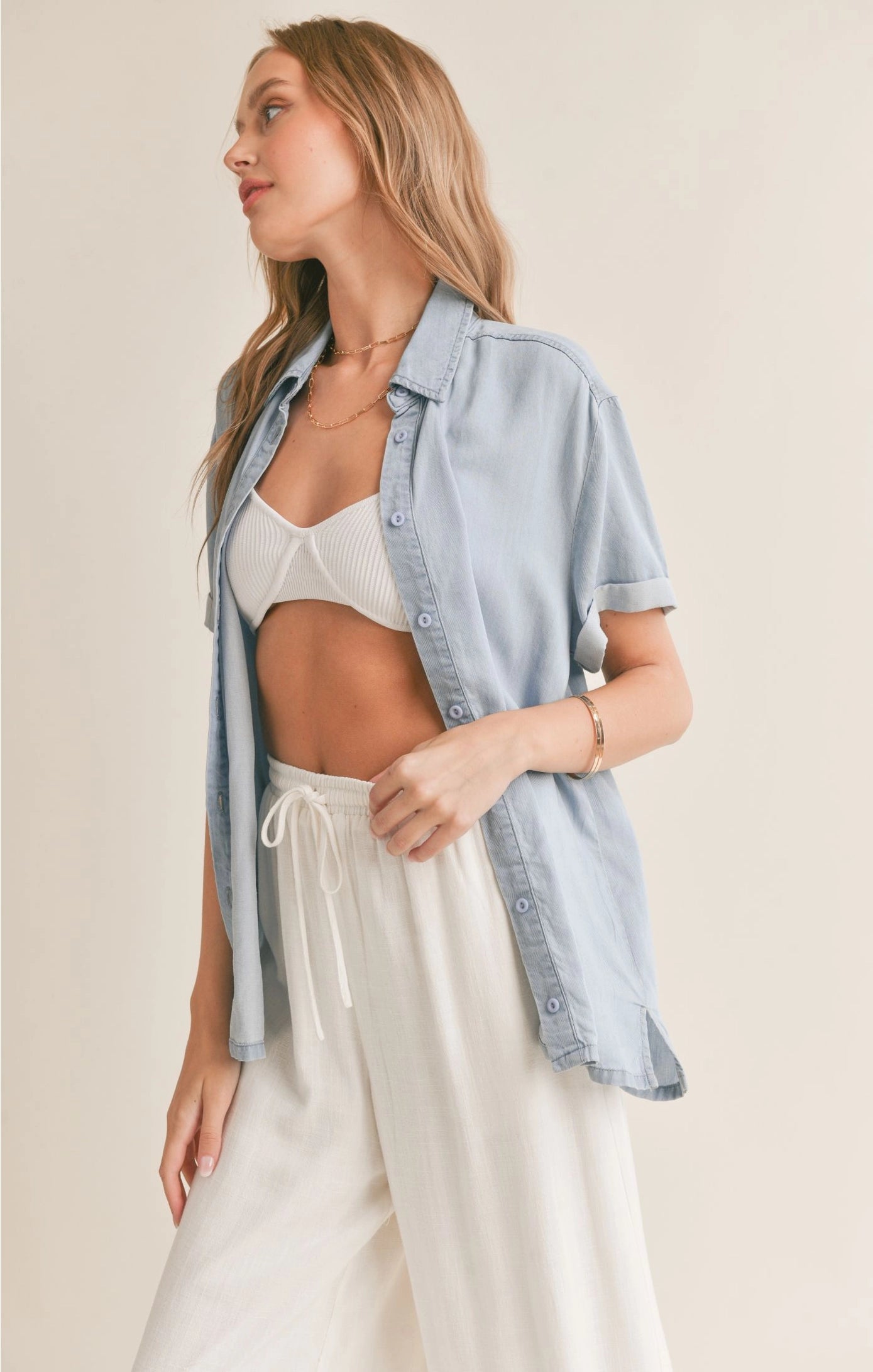 Sadie & Sage Soft Breeze Chambray Shirt
