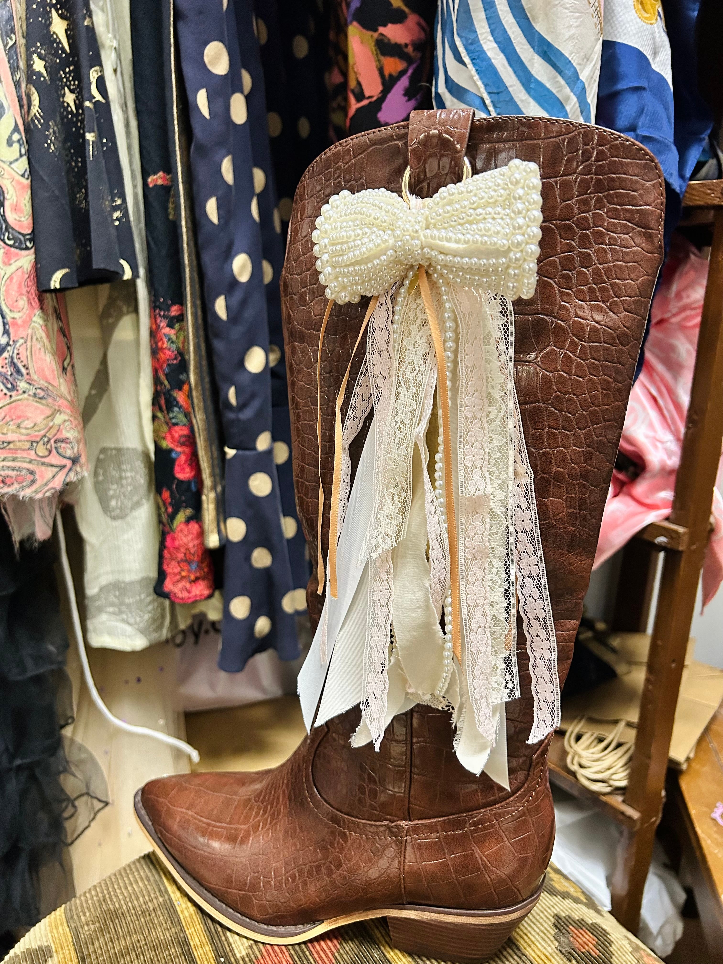 OOAK Pearl Bow Boot Charm