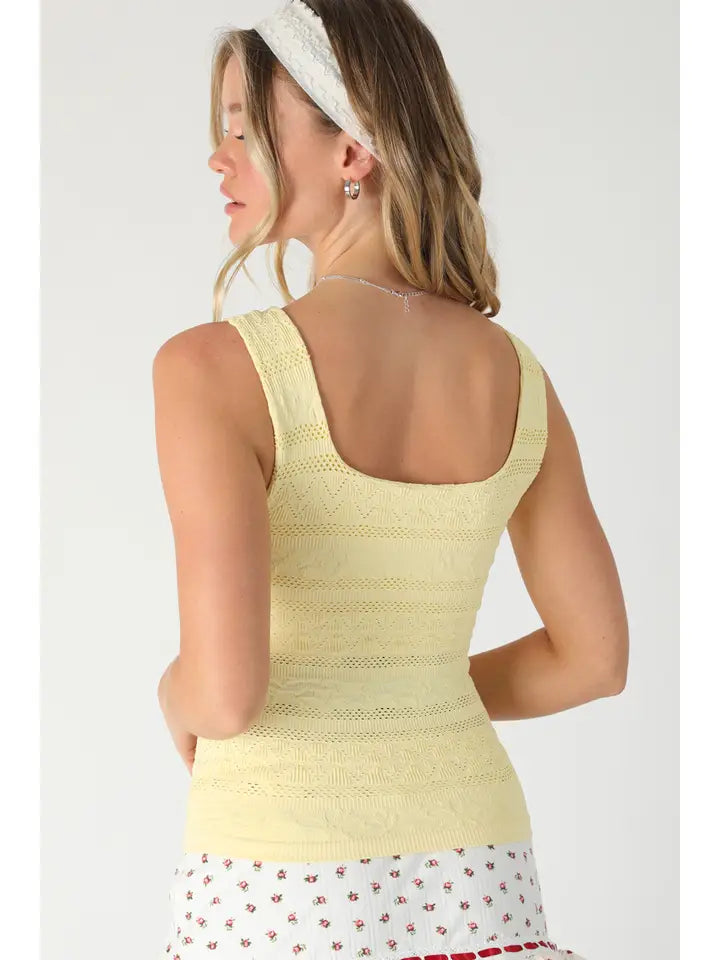 NikiBiki Lace Textured Square Tank Top