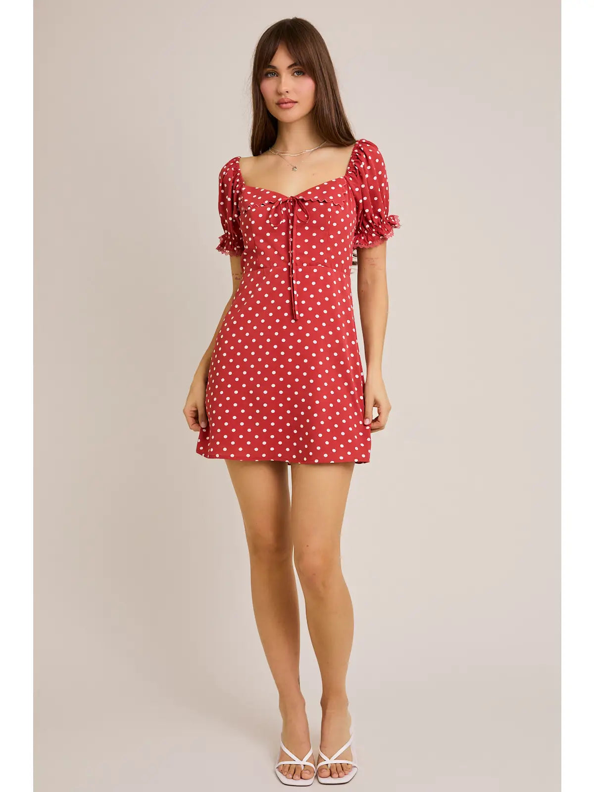 Short Sleeve Mini Dress in Polka Dot