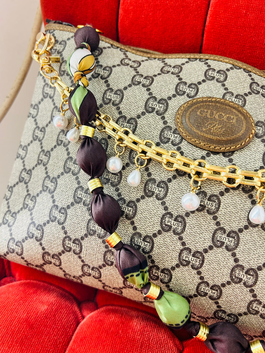 OOAk Vintage Guci Clutch w/ Handmade Strap