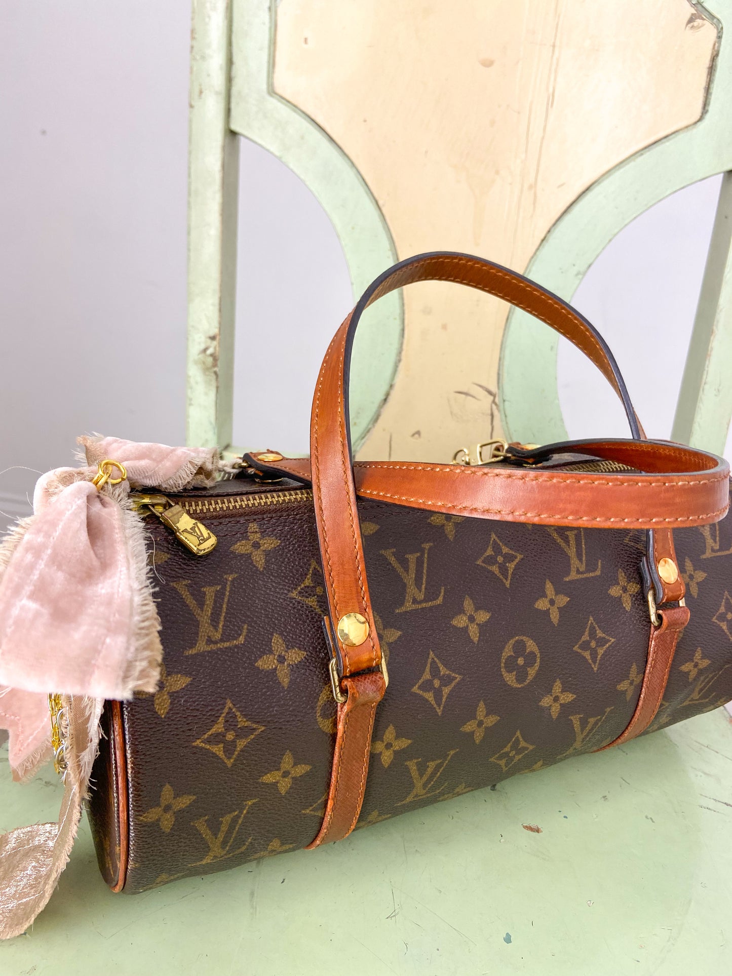 OOAK Authentic Vintage LV Papillon 30 Purse with Charms