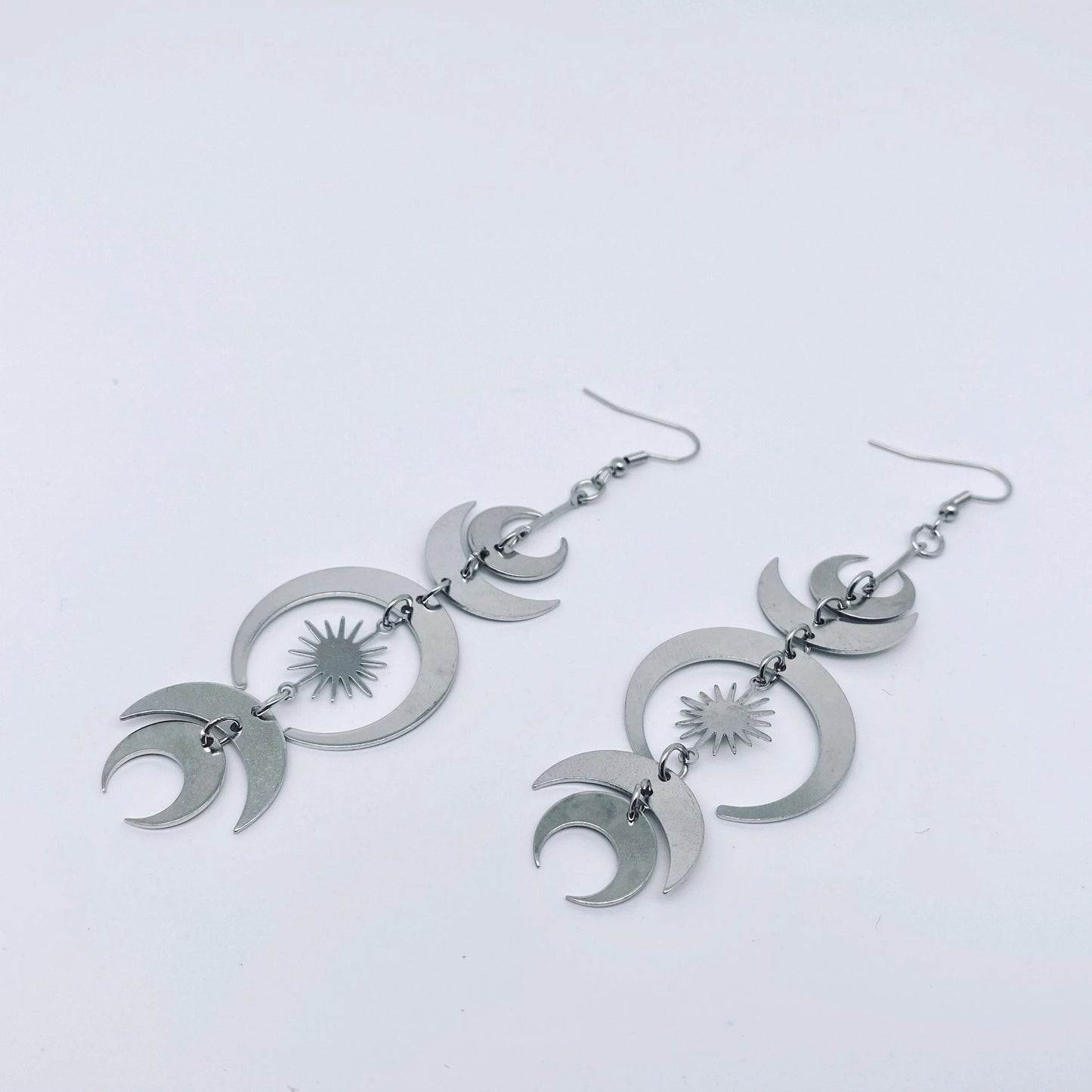 Silver Multiple Moon Star Earring